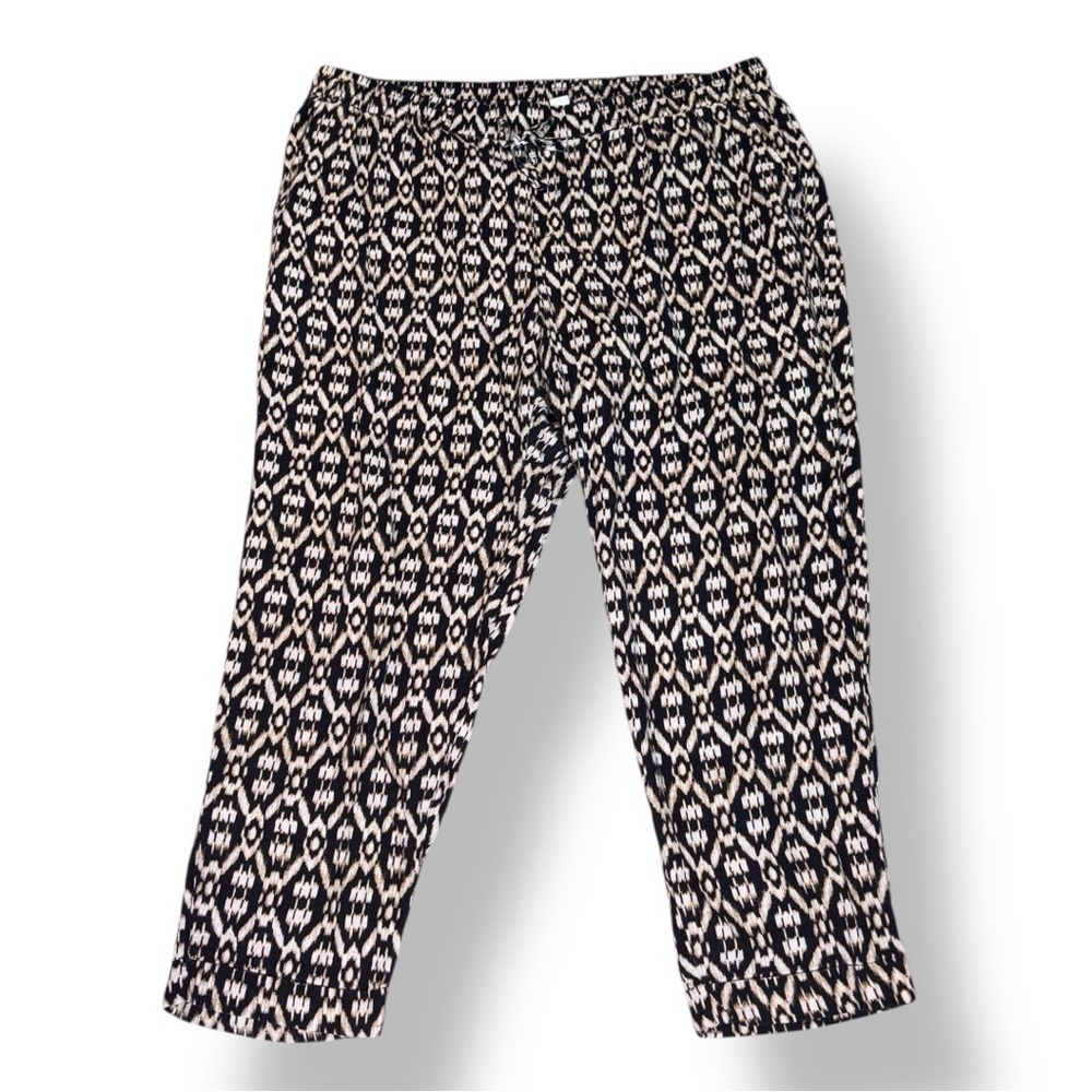 Mid-Rise Cropped Linen-Blend Pants Neutral Ikat